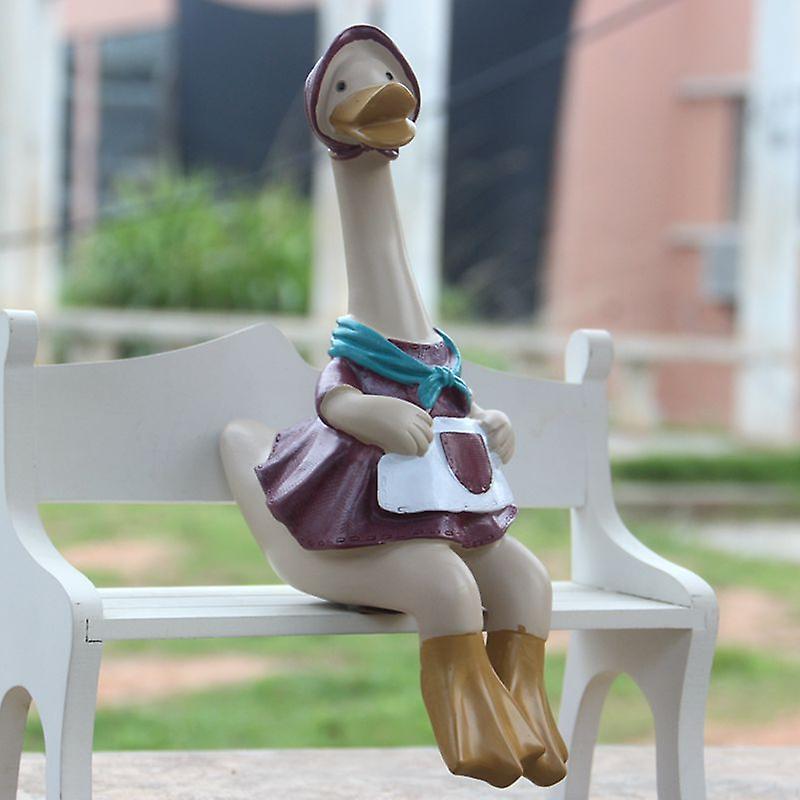 Ornament creative duck home bedroom living room garden courtyard handicraft ornament decoration height 17* length 9* width 8 legs length 6.5cm,QINWEI-