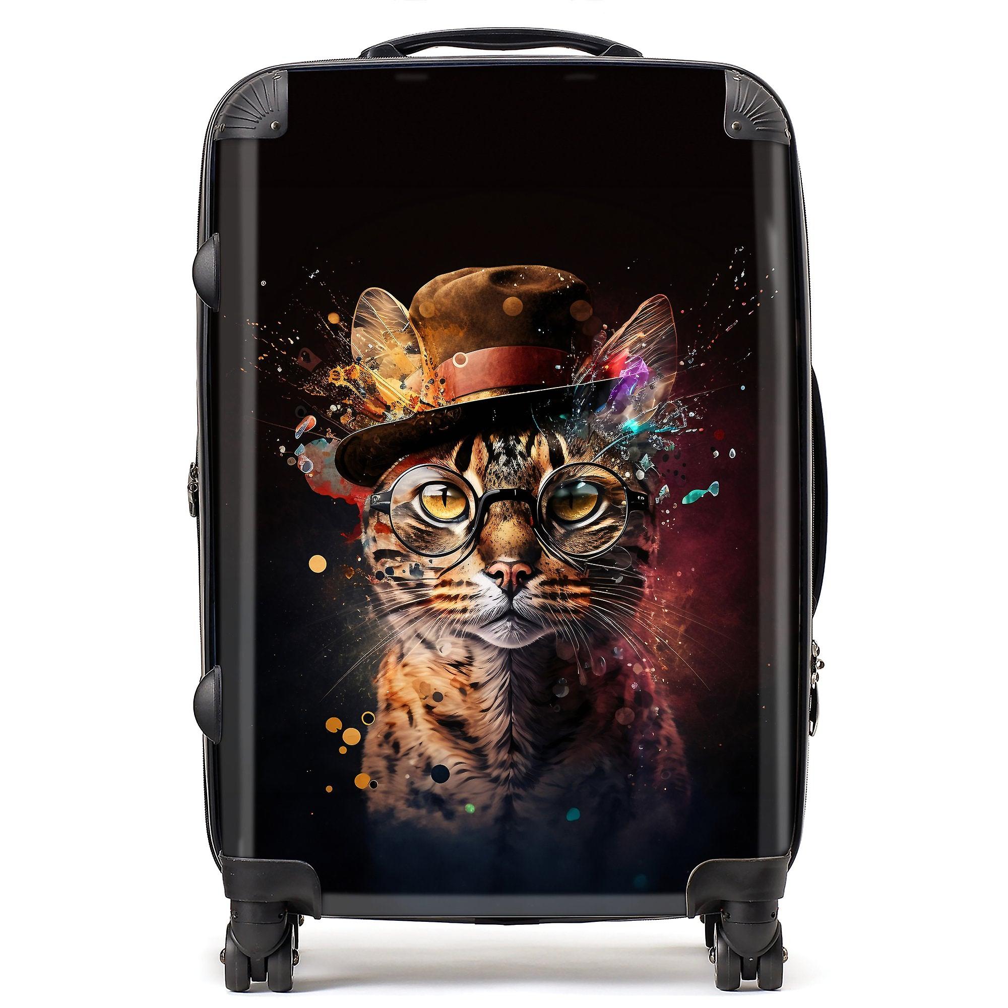 Bengal Cat With Glasses And Hat Splashart Suitcase