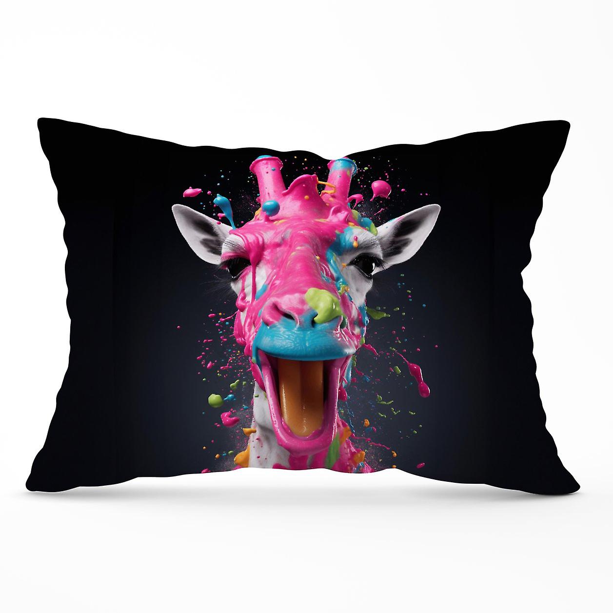 Splashart Giraffe Face Pink Cushions