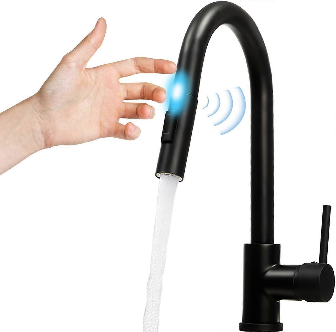 bon robinet de cuisine avec capteur tactile, robinet de cuisine extractible, rotatif à 360°, chaud et froid deux modes d’eau, double usage pour les maisons, les cuisines, les salles de bains