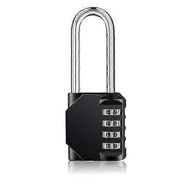 Code Lock with Long Locking Bar, Black Padlock for Enhanced Security