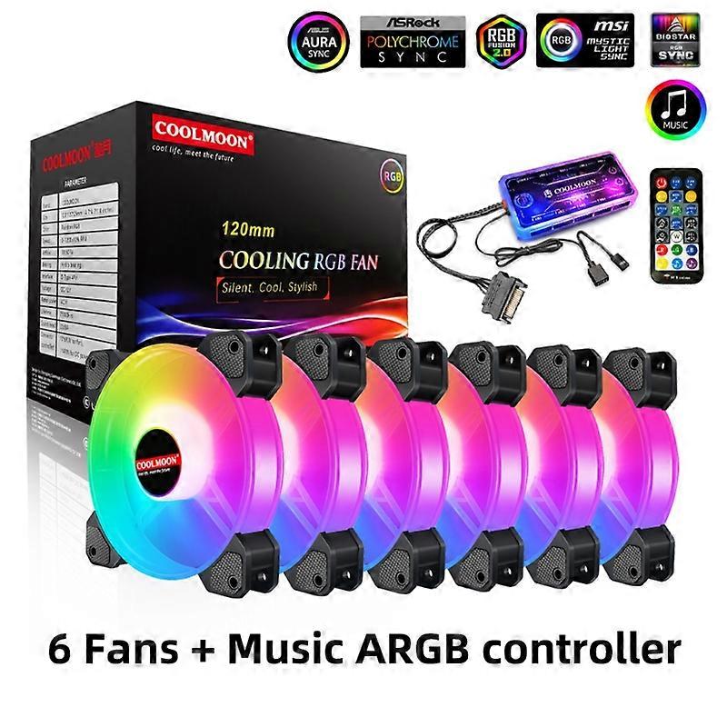 120mm Computer Case Fans for Desktops Adjustable RGB Quiet CPU PC Cooling Fan