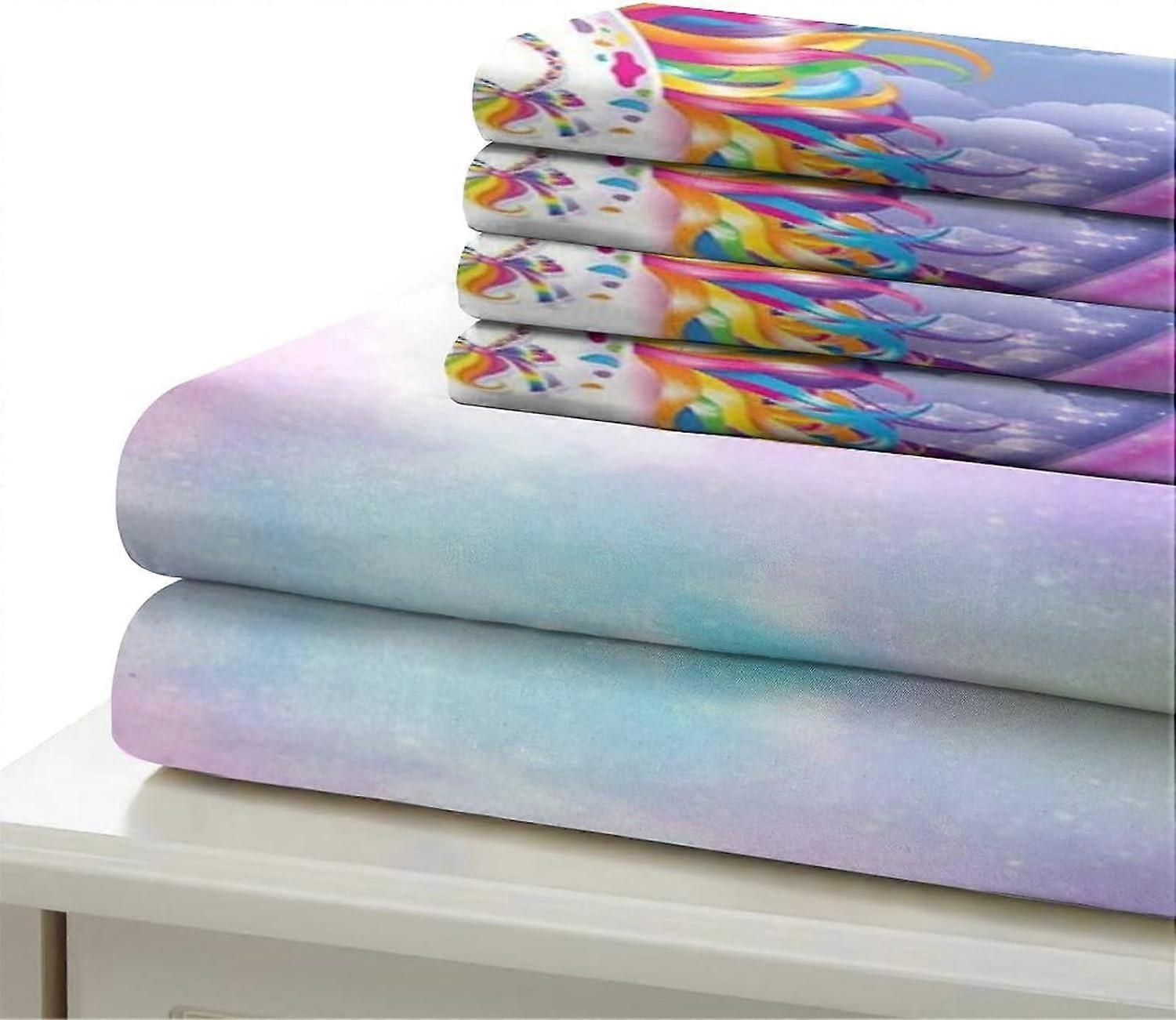 Sticker Superb. Roze Meisje Jongen Cartoon Regenboog Eenhoorn Dier Dekbedovertrek Met Rits, Bloemen Tropisch Blad Wit Eenhoorn Beddengoed Set 2/3 Stuks Polyester (Eenhoorn 2, Koning 220x240cm