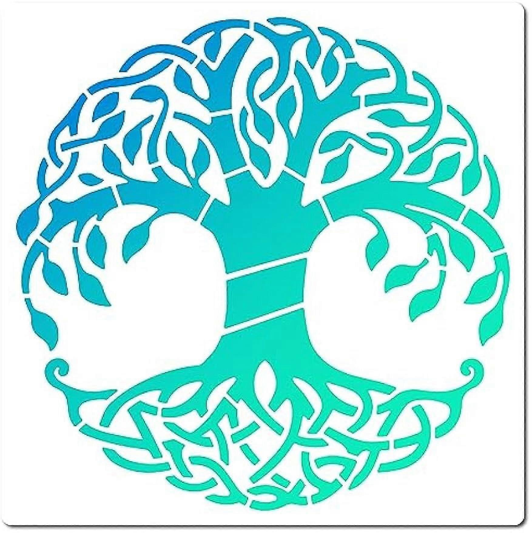 7 x 7" Tree of Life Stencils Hollow Out Tree Root Stencil Reusable Branch Natural Plants Drawing Template Square Sign Home Decoration for Painting Cra