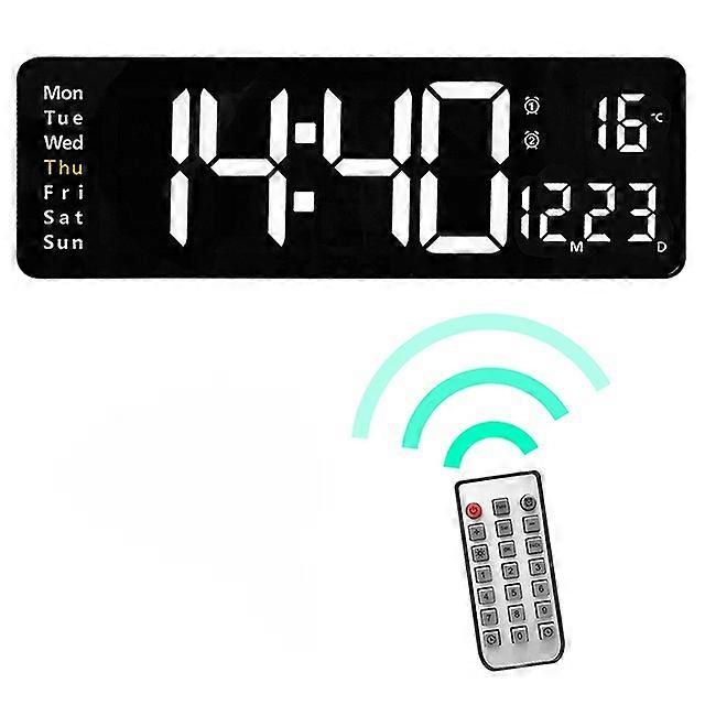 Large Digital Wall Clock with Remote Control Wall Mount Dual Alarm LED
