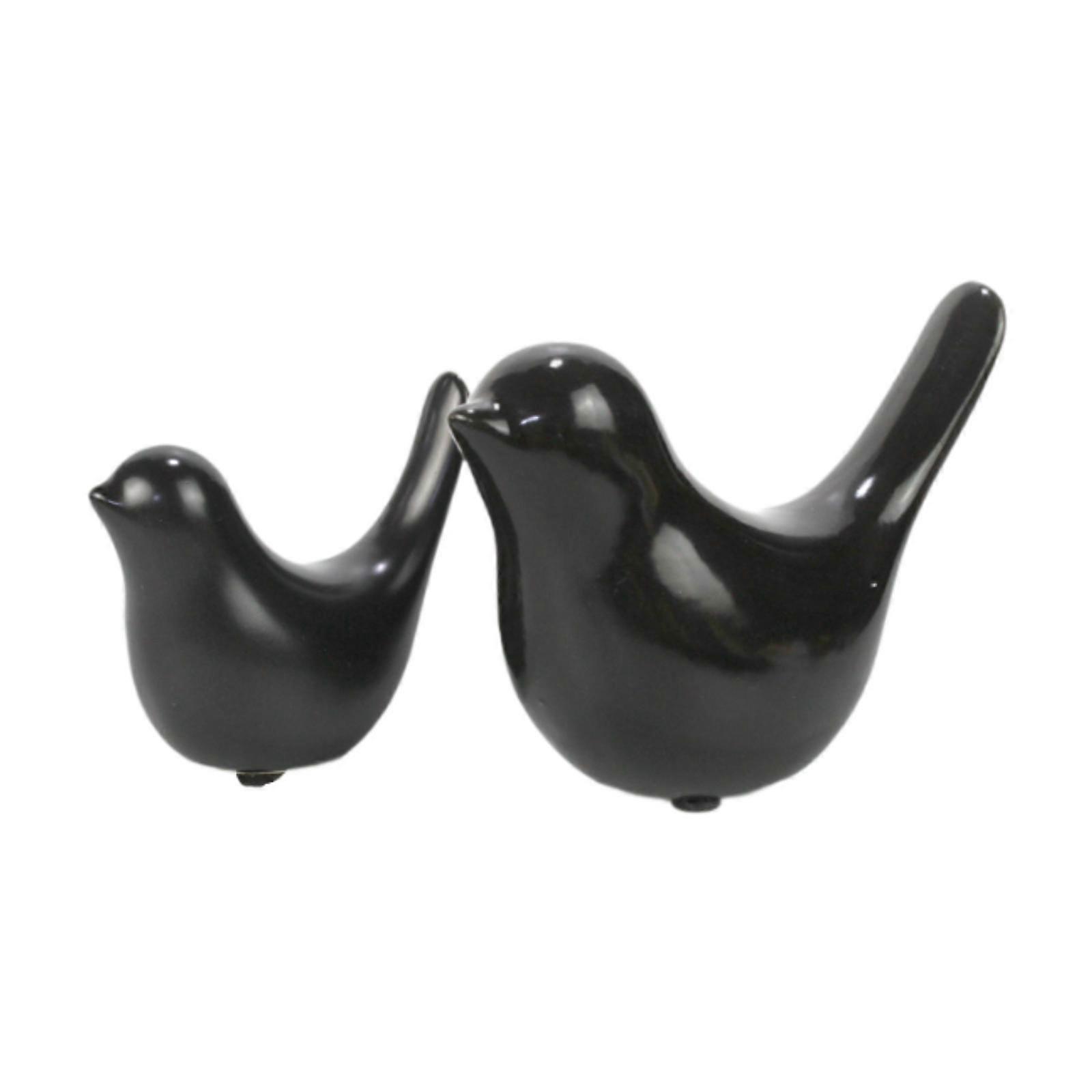 2x συλλεκτικά σύγχρονα αγάλματα αγαλμάτων πουλιών για το σαλόνι βιβλιοθηκών γραφείων μαύρο
