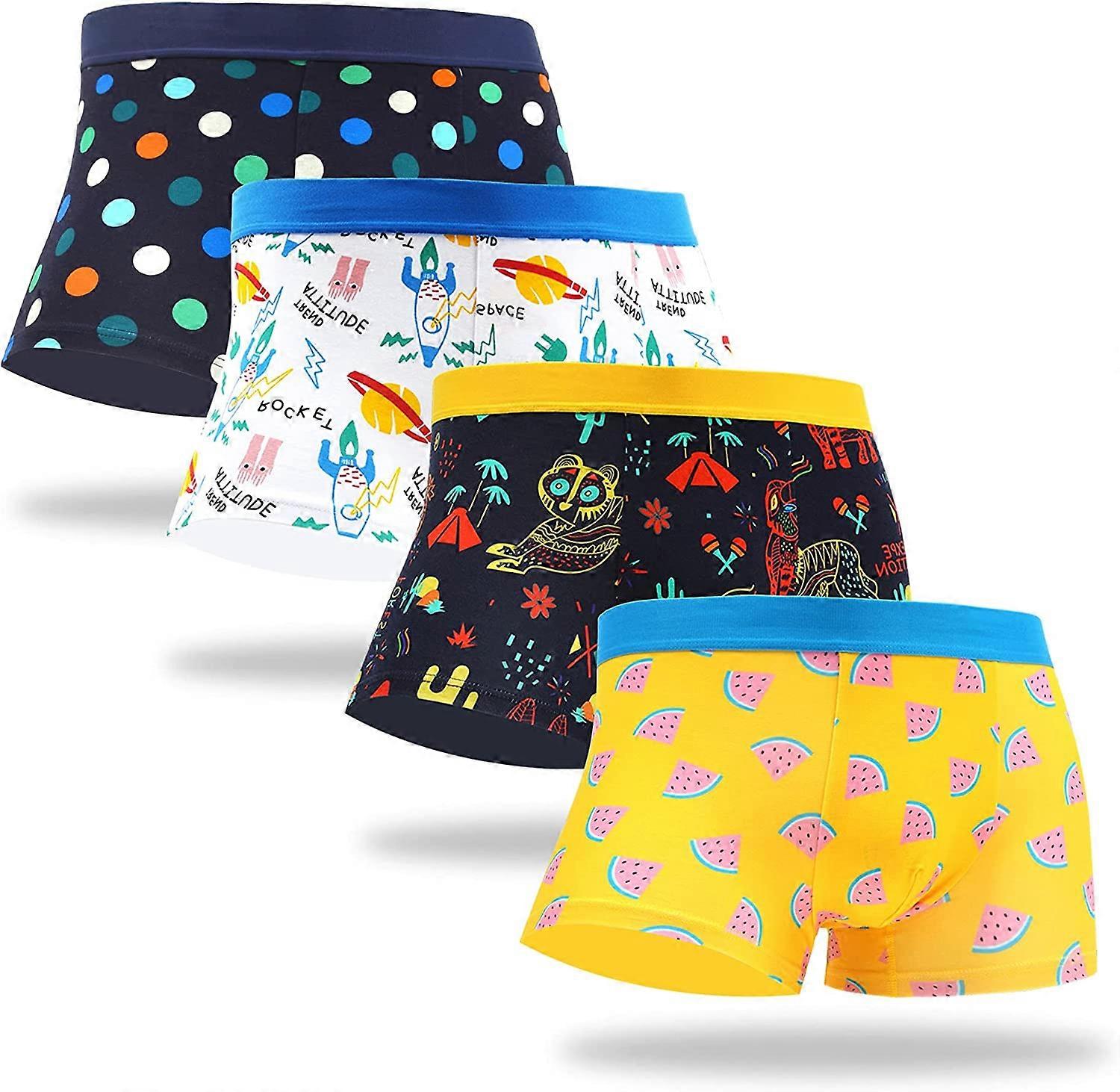 Men's Boxer Comfortable Soft Panties (Fruit/Animal/Space/Point) 4Pcs - L