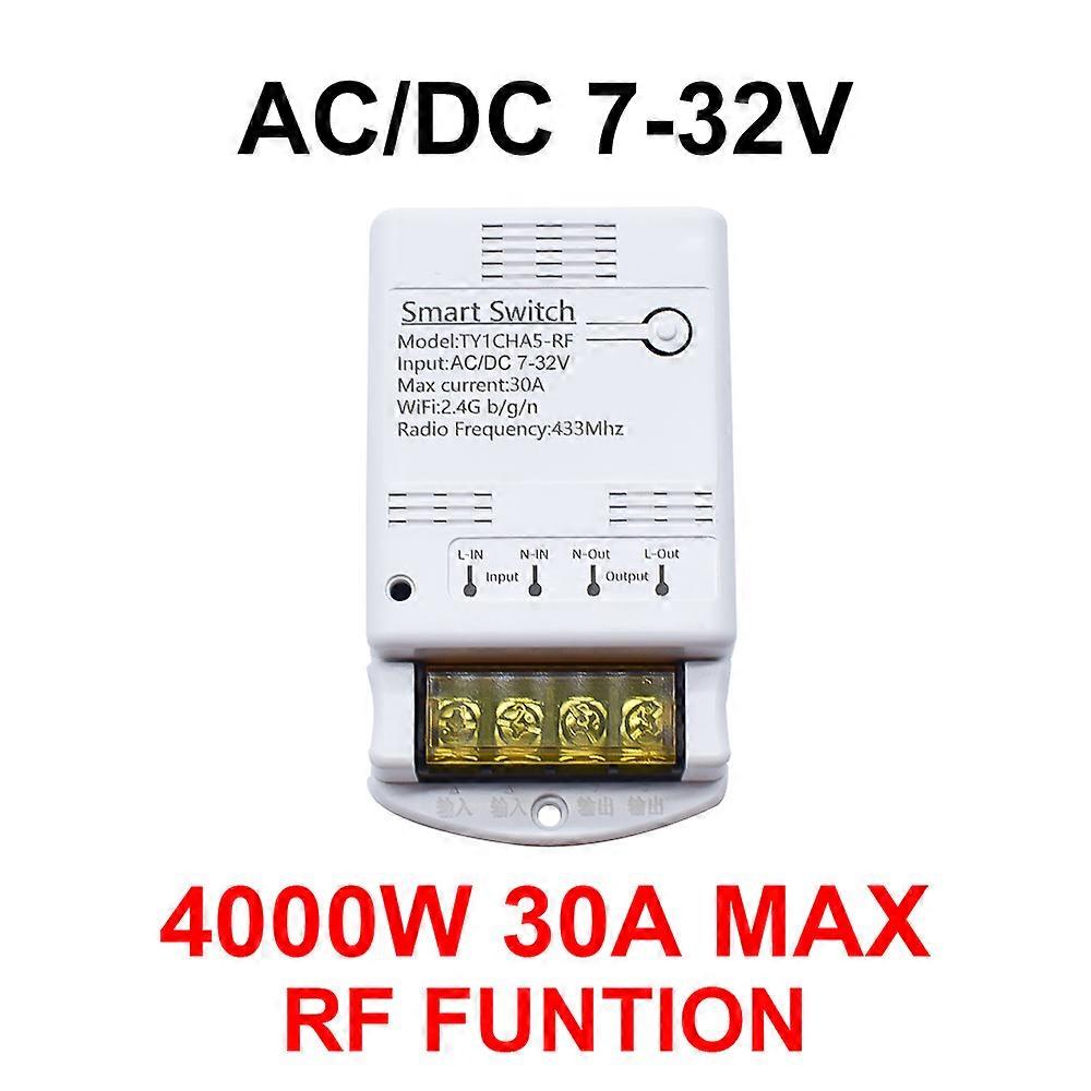 220V 30A Tuya Smart Switch Wireless Remote Control Relay Module 12V 24V Breakers RF433 Controller Work With Alexa Google Home