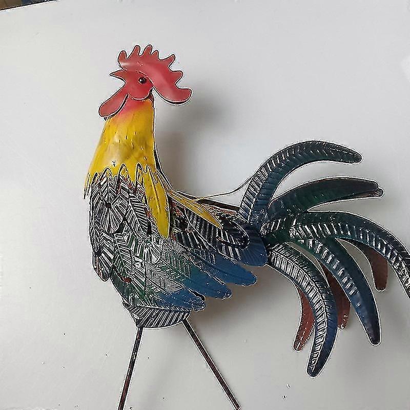 Metall Hahn Skulptur Für Garten – 32x12x40 Cm, Handbemalt, Wetterfest, Dekoration Für Hof, Terrasse & Küche