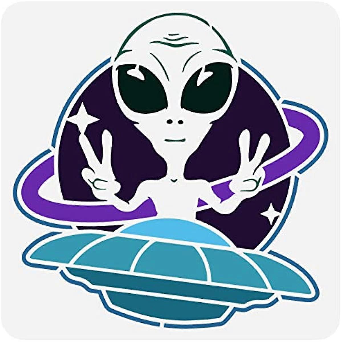 1pc Alien Stencils for Painting Reusable Alien and UFO Pattern Drawing Stencil DIY Craft Alien Planet Stencil