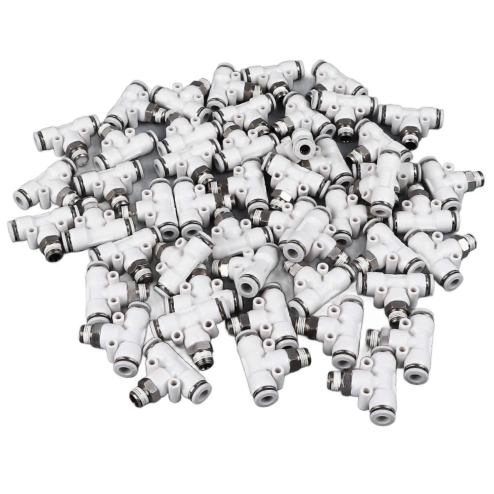 50PCS Air Hose T Connector 3 Way Adjustable Quick Release Insert Air Line Pneumatic Fitting