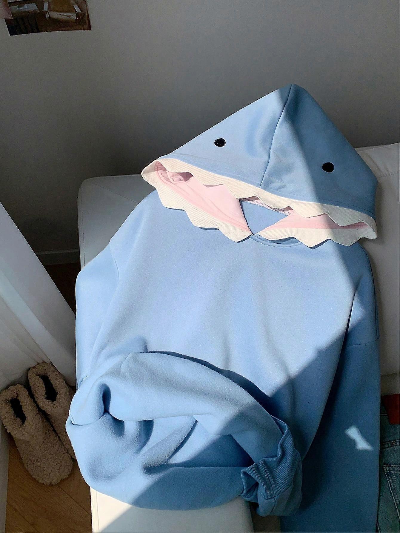 Cartoon Graphic Kangaroo Pocket Drop Shoulder Drawstring Hoodie