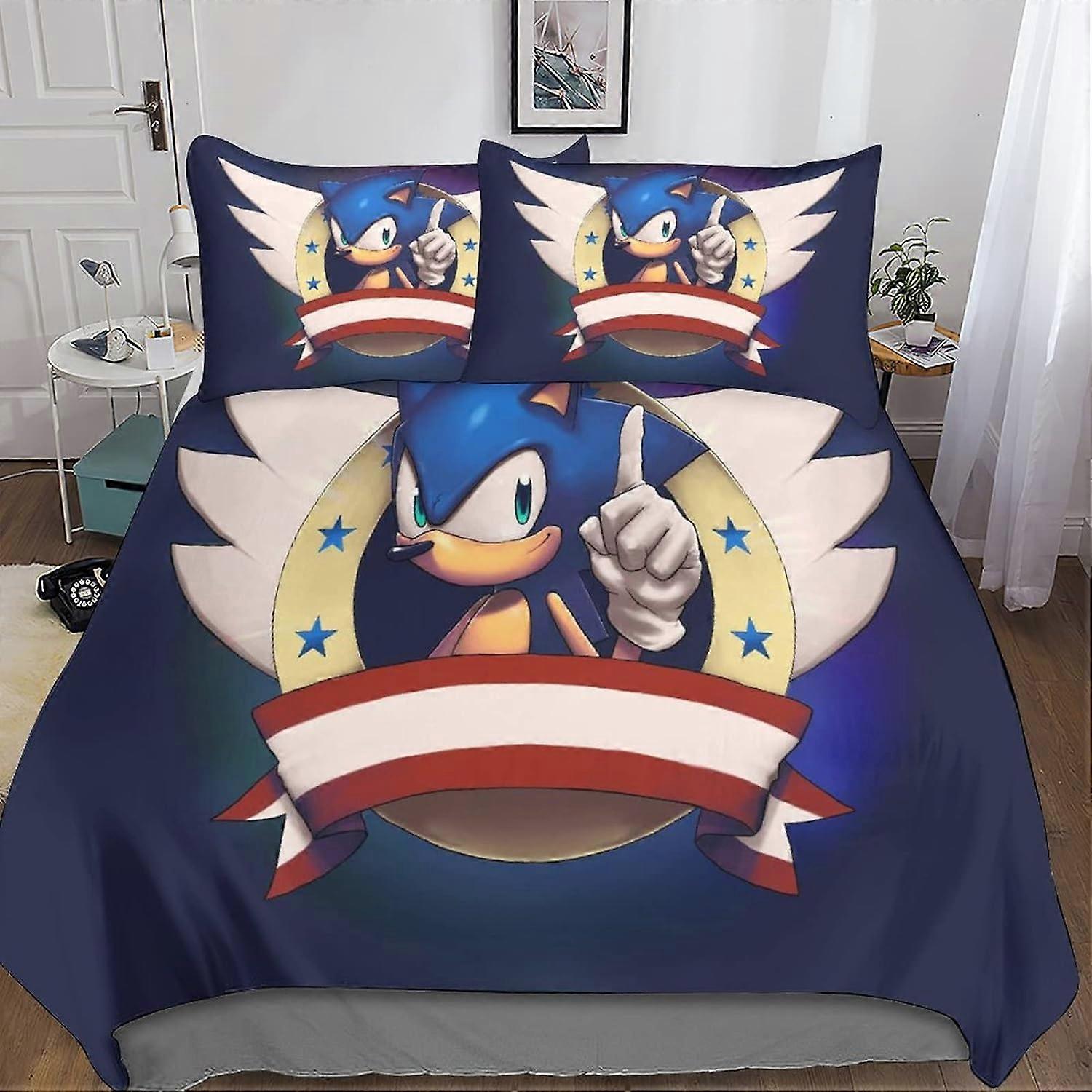 Σετ κλινοσκεπασμάτων εκτύπωσης Sonic D Σετ παπλώματος κλινοστρωμνής Σετ παπλώματος μικροϊνών -Μαλακό και άνετο κάλυμμα παπλώματος Kingx 135 * 200 CM