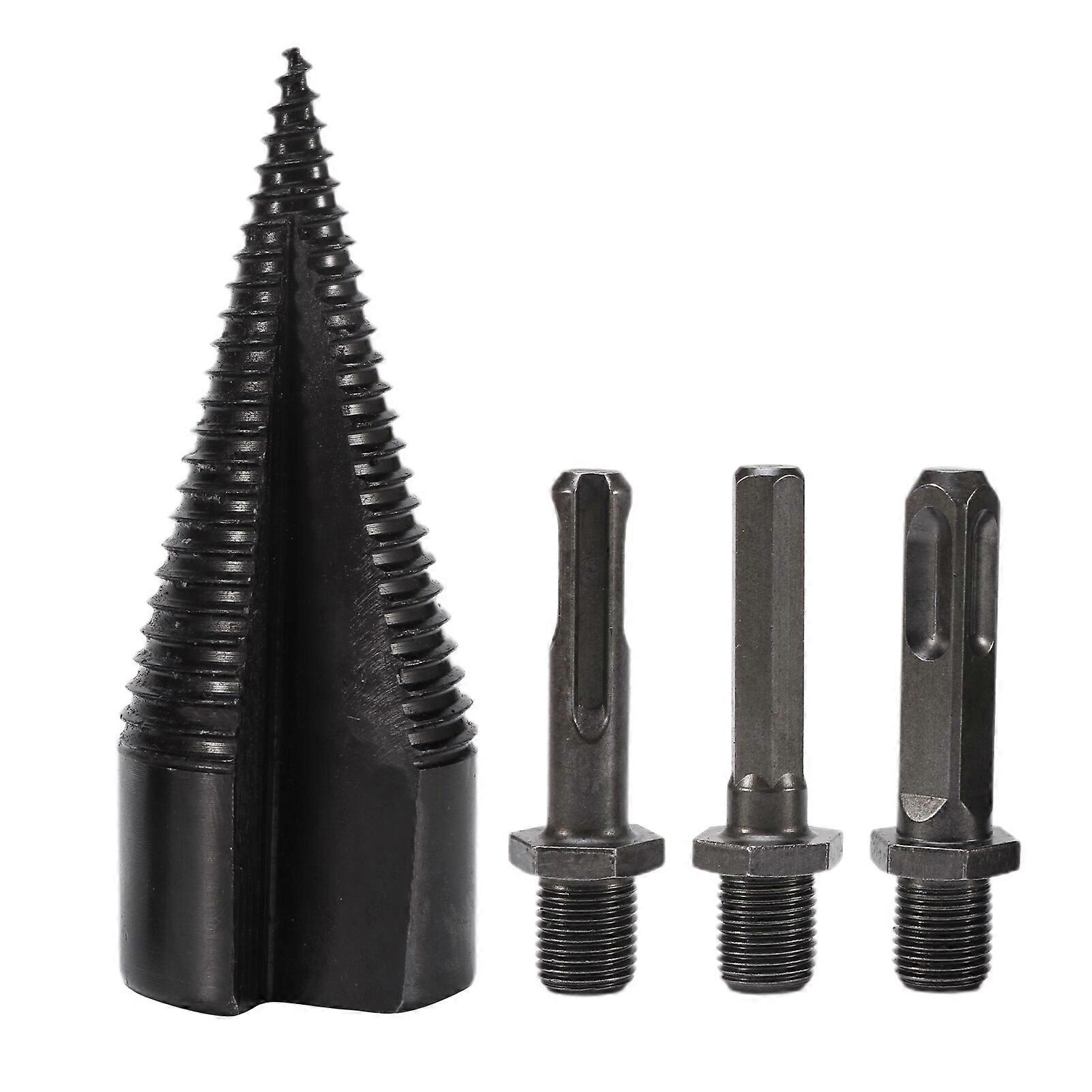4pcsset Square Handle Easy Use Outdoor Indoor Wood Splitter Drill Bit Hexagon Camping Firewood Power Tool Multifunction Farms