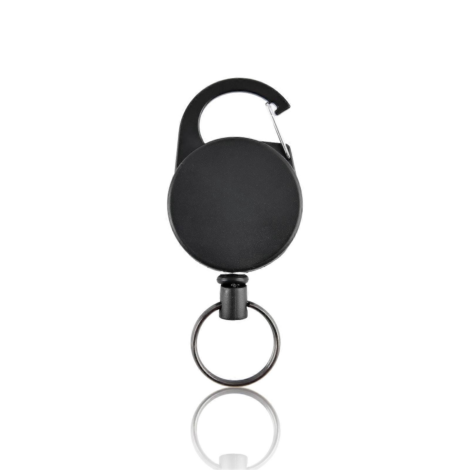 Retractable Key Ring Heavy Duty Black Key Chain Extender for Personnel Security