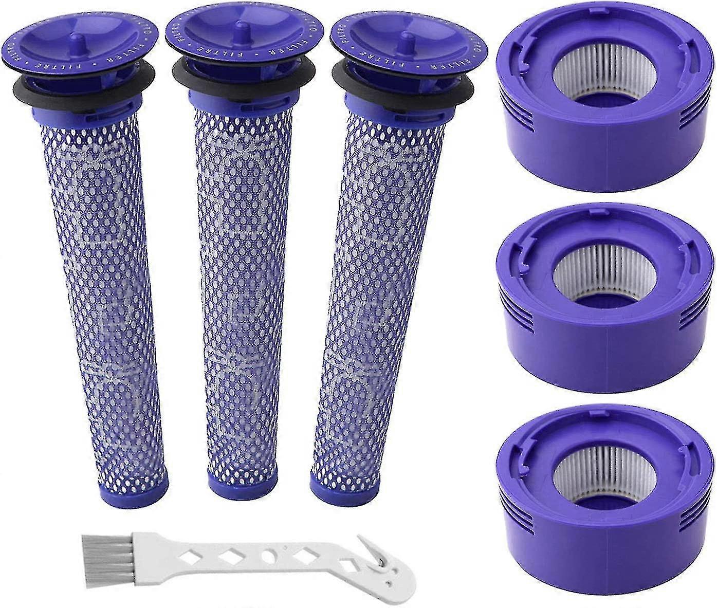 6-piece Vacuum Cleaner Filter Replacement Kit For Dyson V7, V8 And V8 Cord-free Vacuum Cleaners, 3 Rear Filters, 3 Pre-filters
