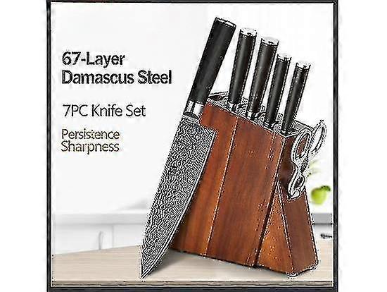 7 قطع سكين المطبخ مجموعة دمشق الصلب متعدد المطبخ سكين مجموعة مقص أواني الطبخ منظم السكاكين الوقوف كتلة أداة