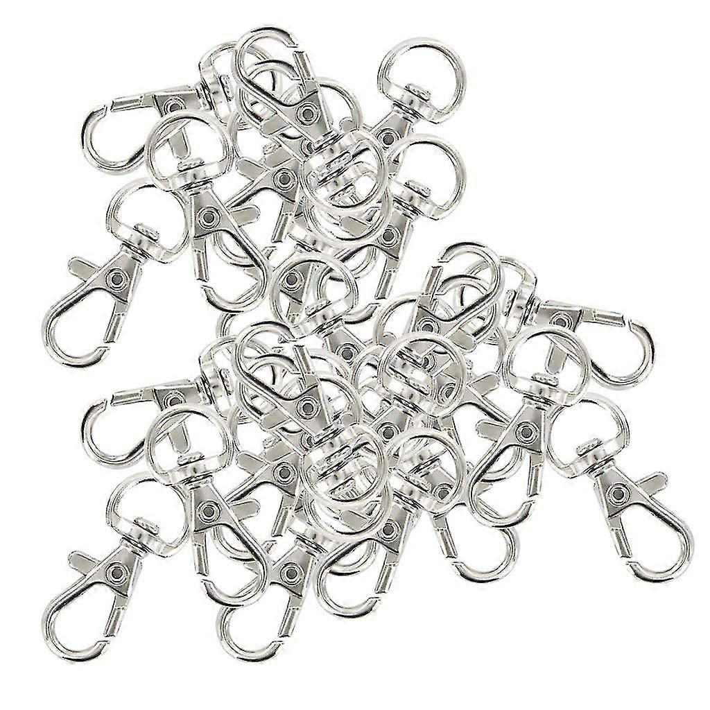 30pcs Mousquetons Pivotants Porte-Cl Couleur d'Argent