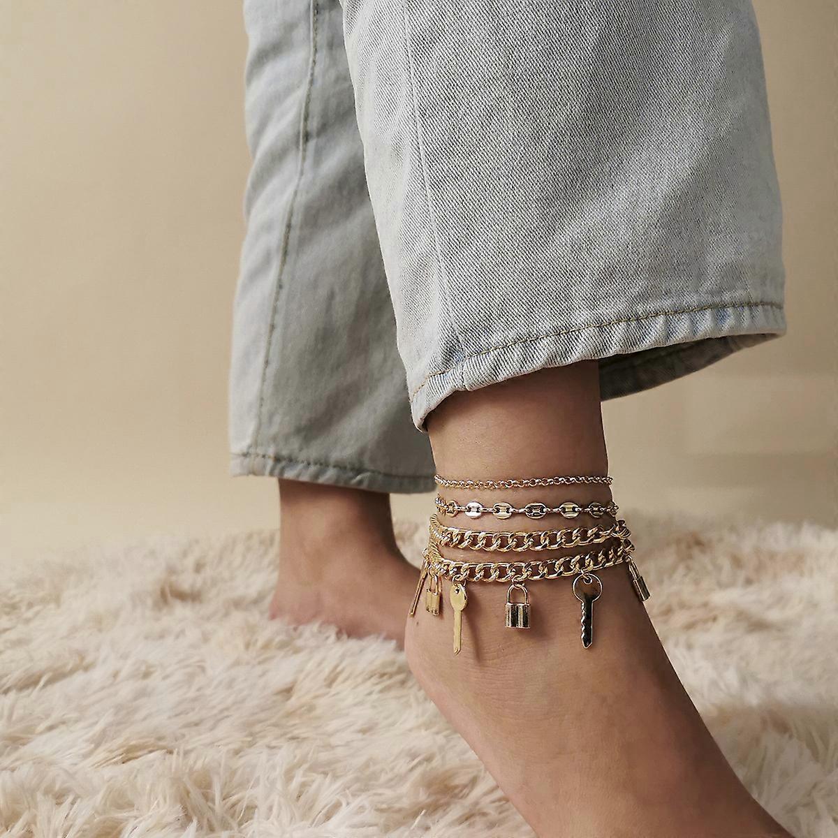 Gold Plated Layered Anklets Pearl Anklet Ankle Bracelet Satellite Chain Anklets Snake Chain Anklets Cute Beaded Cuban Boho Beach Foot Chain Fishbone