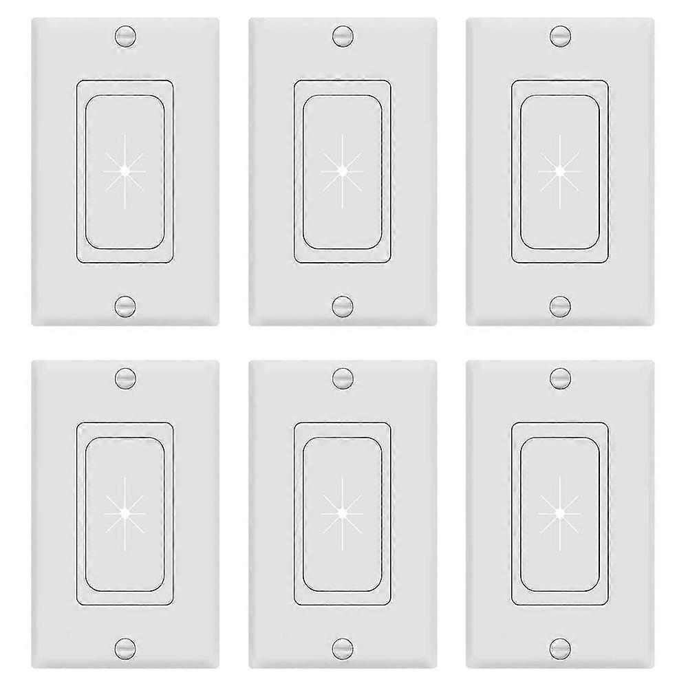 6 Pack Flexible Rubber Wall Grommet Insert With Decorator Wall Plate, 1-gang Pass Through Plate For