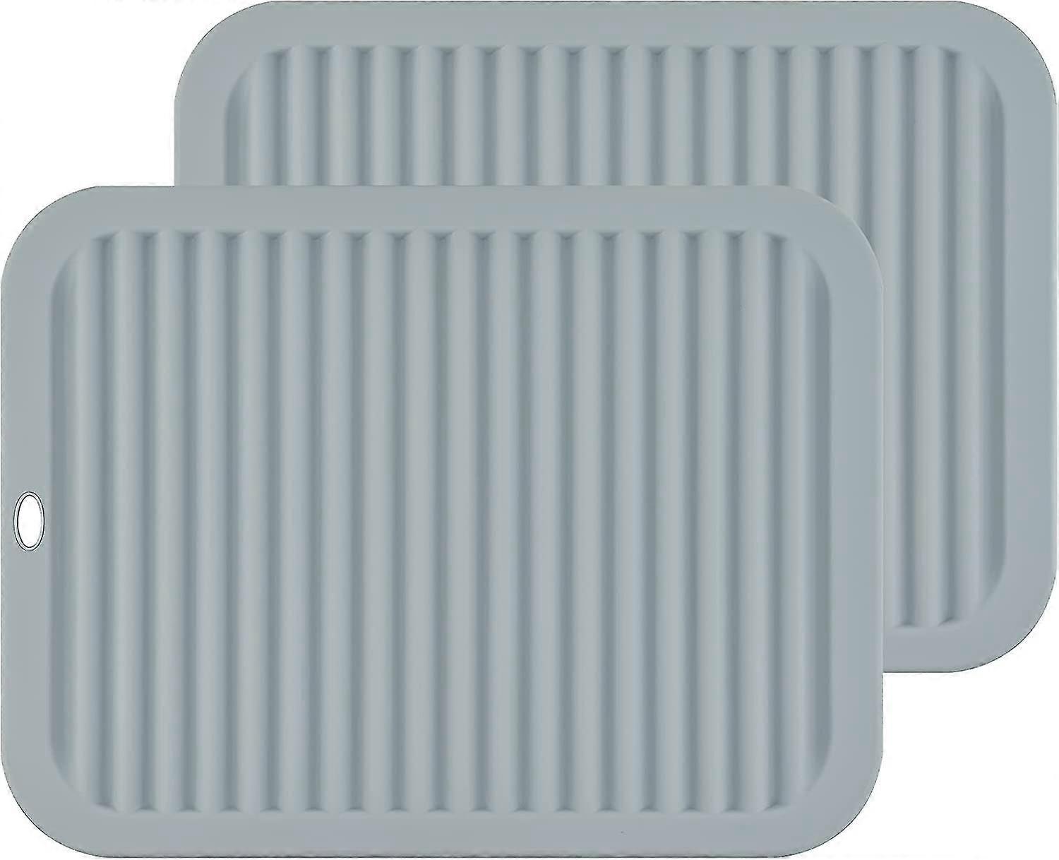 Set Of 2 Large Versatile Silicone Trivets And Potholders - Rectangular - Light Gray23x30x0.6cm