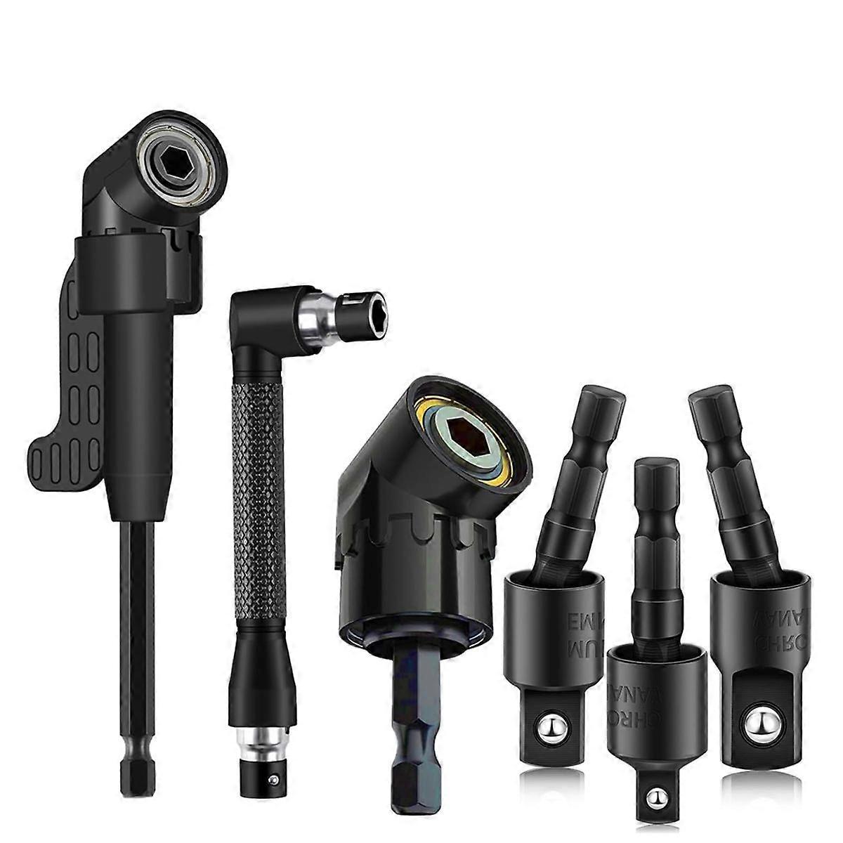 6Pcs Right Angle Drill Attachment Set with 105 Angle Drill Adapter and Impact Grade Socket Adapter