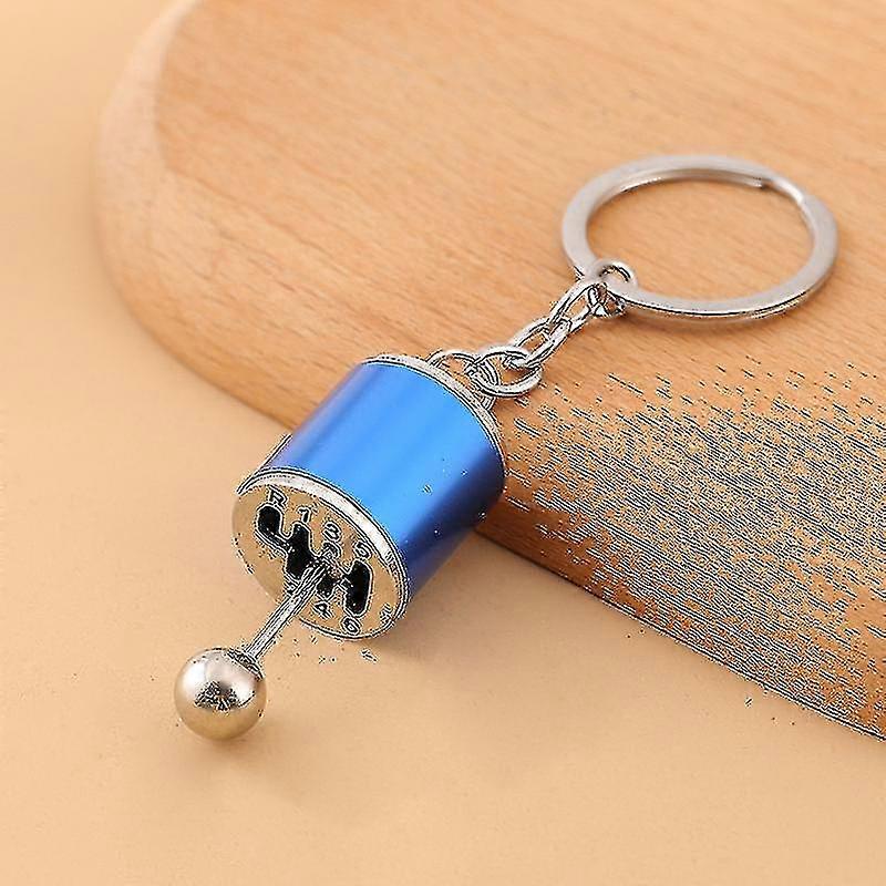 Car Modification Gear Shifter Key Chain Creative Personality Car Modification Gear Head Key Chain, Blue, 54*21mm