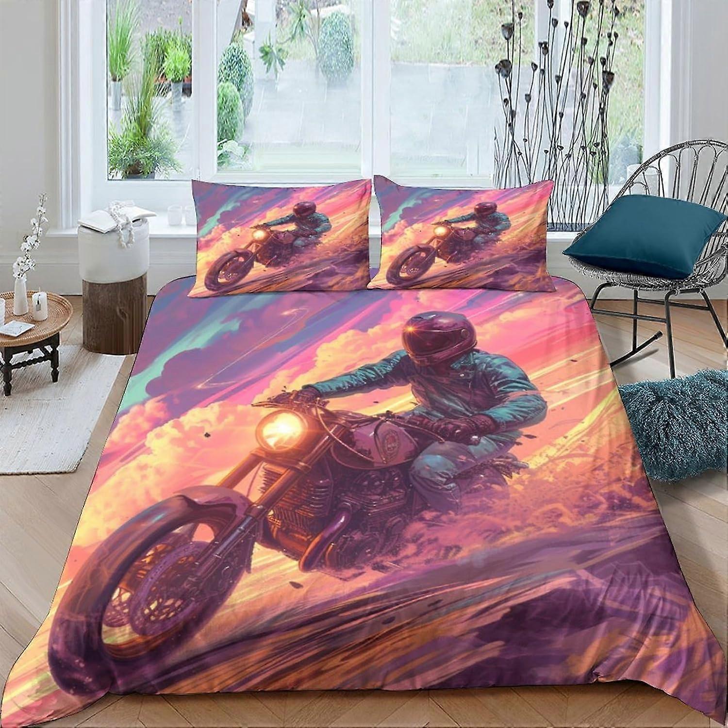 مجموعة غطاء لحاف للدراجات النارية عبر البلاد 3 قطع غطاء لحاف بجودة الفندق مجموعة أغطية سرير مع أكياس وسائد مع إغلاق بسحاب تنفس ستايليس