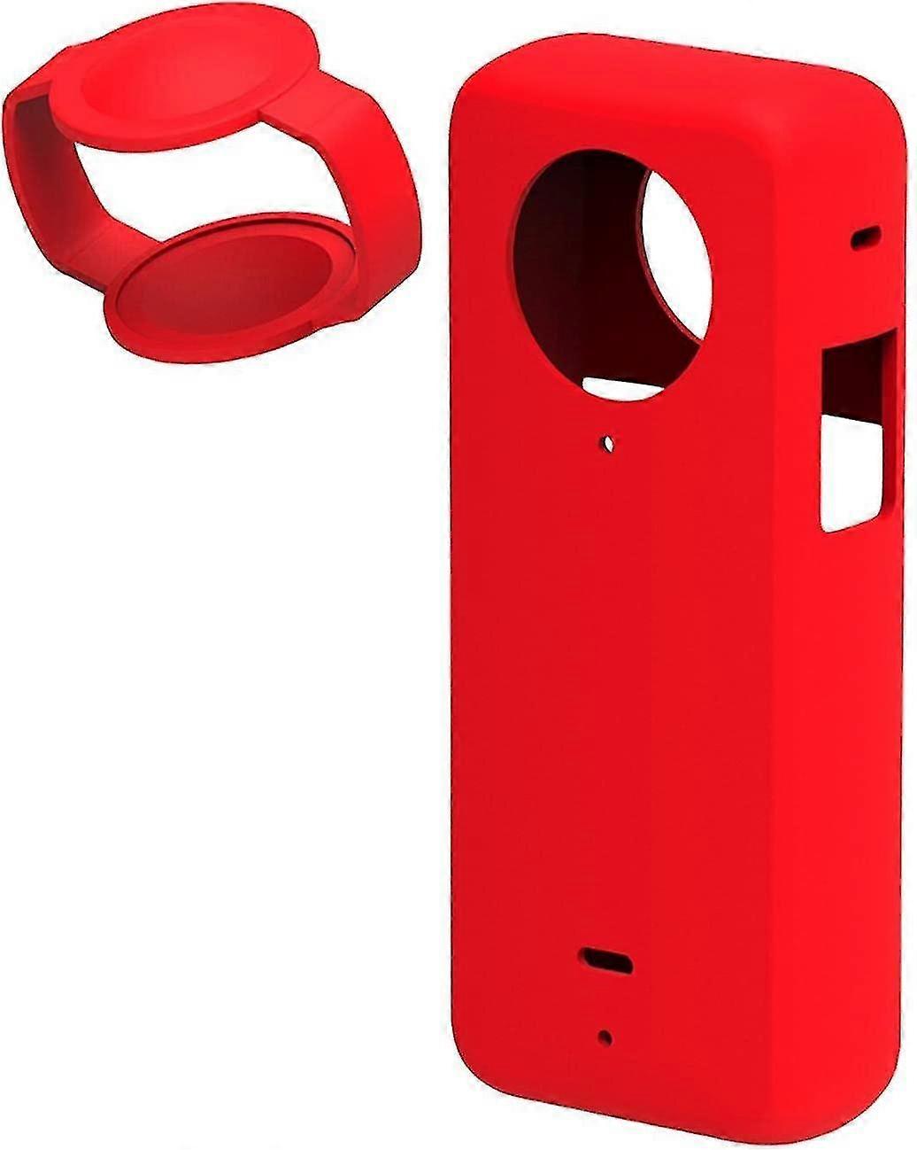 Silicone Case With Lens Protective Cap Compatible For Insta360 One X3, Anti-drop Protective Cover(red)