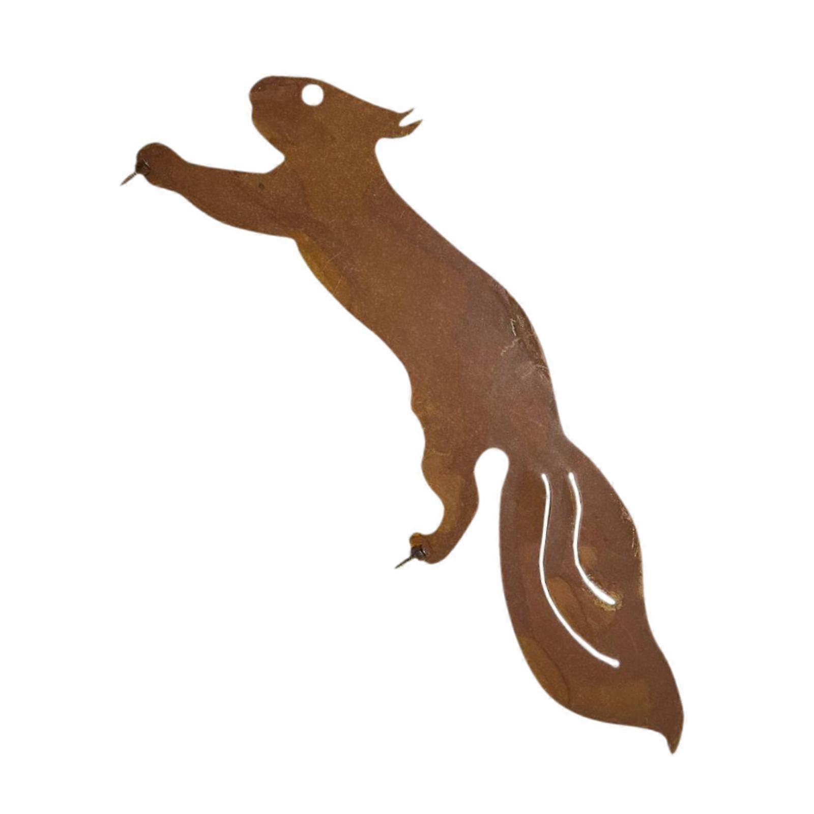 Rusty Squirrel Garden Statue Animal Figurine Farmhouse Decorative Tree Stake