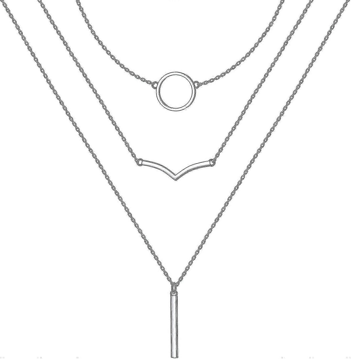 Collana con pendente a tripla catena multistrato multistrato in argento sterling per le donne