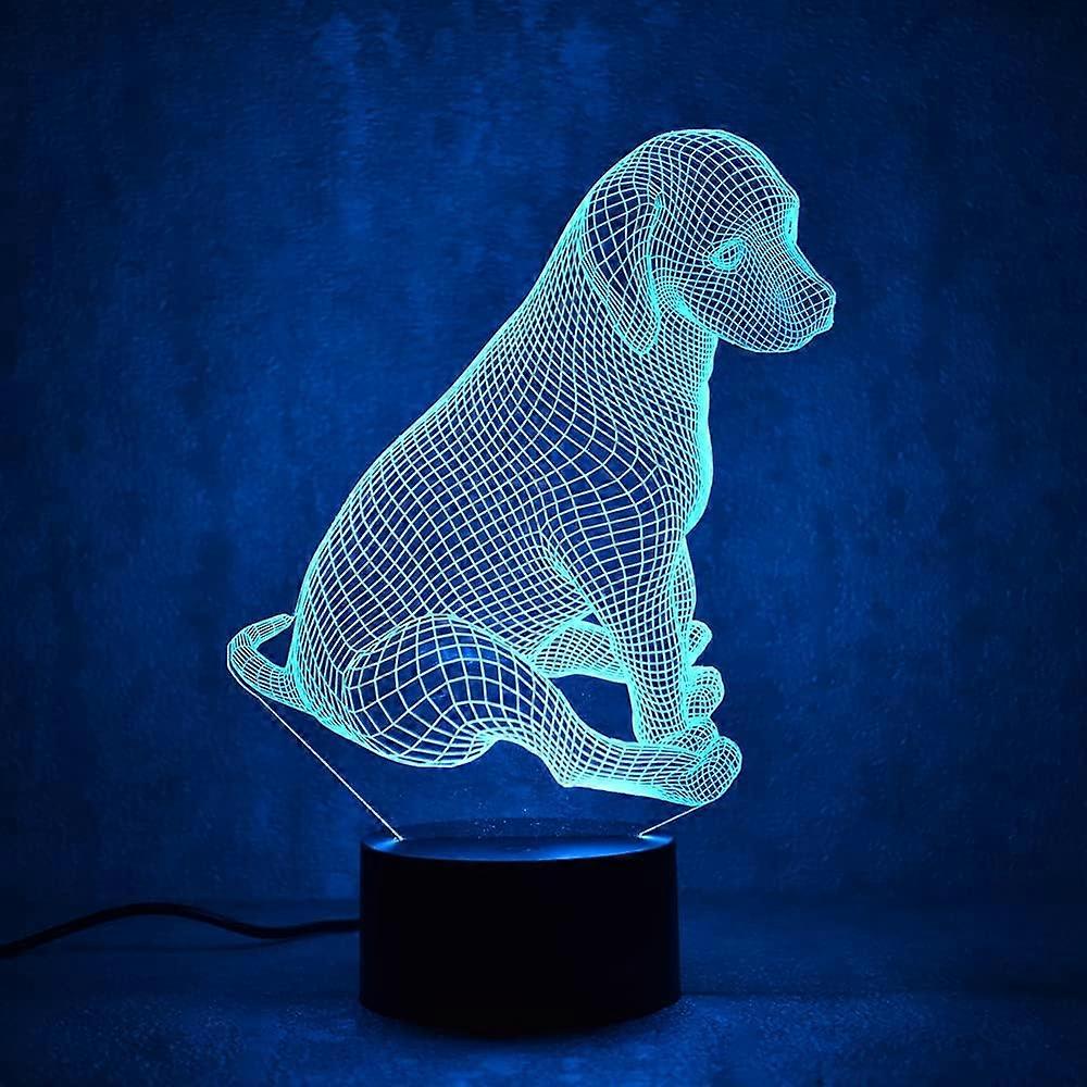 Puppy 3D Illusion LED Night Light Table Desk Lamp, Firstone 7 Colors Gradual Changing Touch