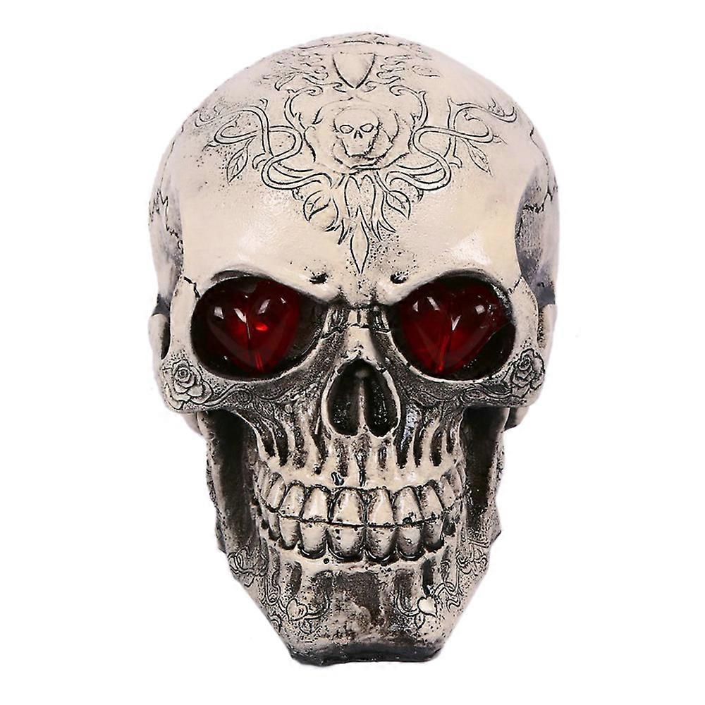 Resin Glittery Skull Statue Human Skeleton Halloween