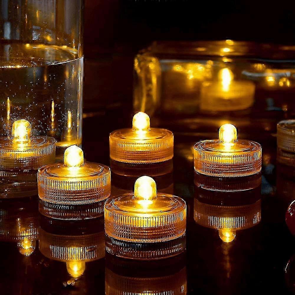 24pcs Waterproof Round Mini Led Tea Lights Underwater Lights