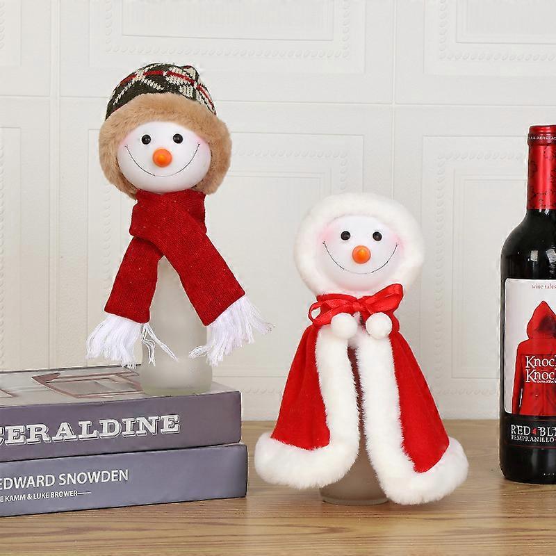 Christmas Bottle Cover 2 Pcs, Christmas Wine Bottle Cover, Handcrafted Champagne Wine Bottle Decoration Christmas Party Table Decoration