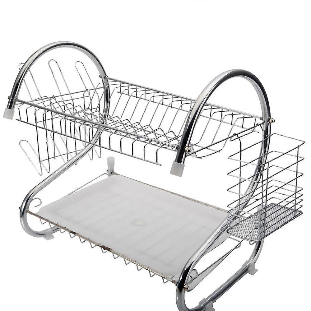 2 Tiers Kitchen Dish Drying Rack Drainer