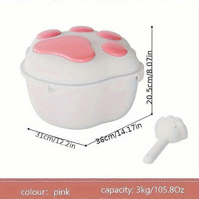 1pc Sealed Dog Food Storage Container, Moisture Proof Claw Shaped Pet Dry Food Storage Bucket With Lid And Scoop For Cats Dogs