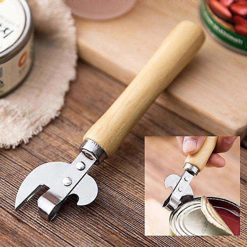 1pc Wooden Handle Multi-functional Can Opener Stainless Steel Beer Bottle Opener Tin Opener Can Opener Eid Al-Adha Mubarak