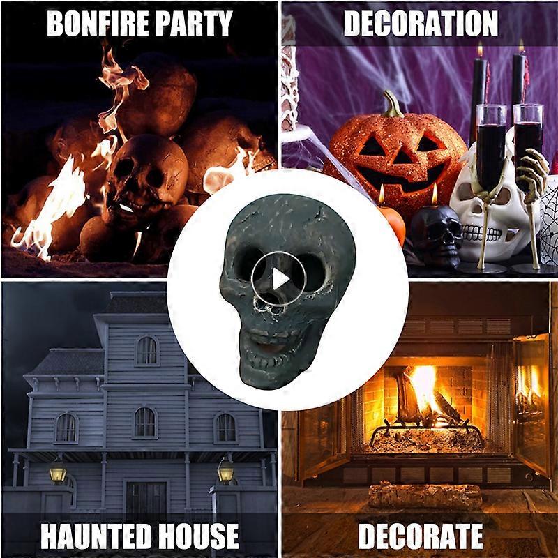セラミックは、人間のファイヤーピットスカルバーニングプロップスデコレーションを薪暖炉ファイヤーキャンプファイヤーハロウィーンの雰囲気の装飾に模倣しました