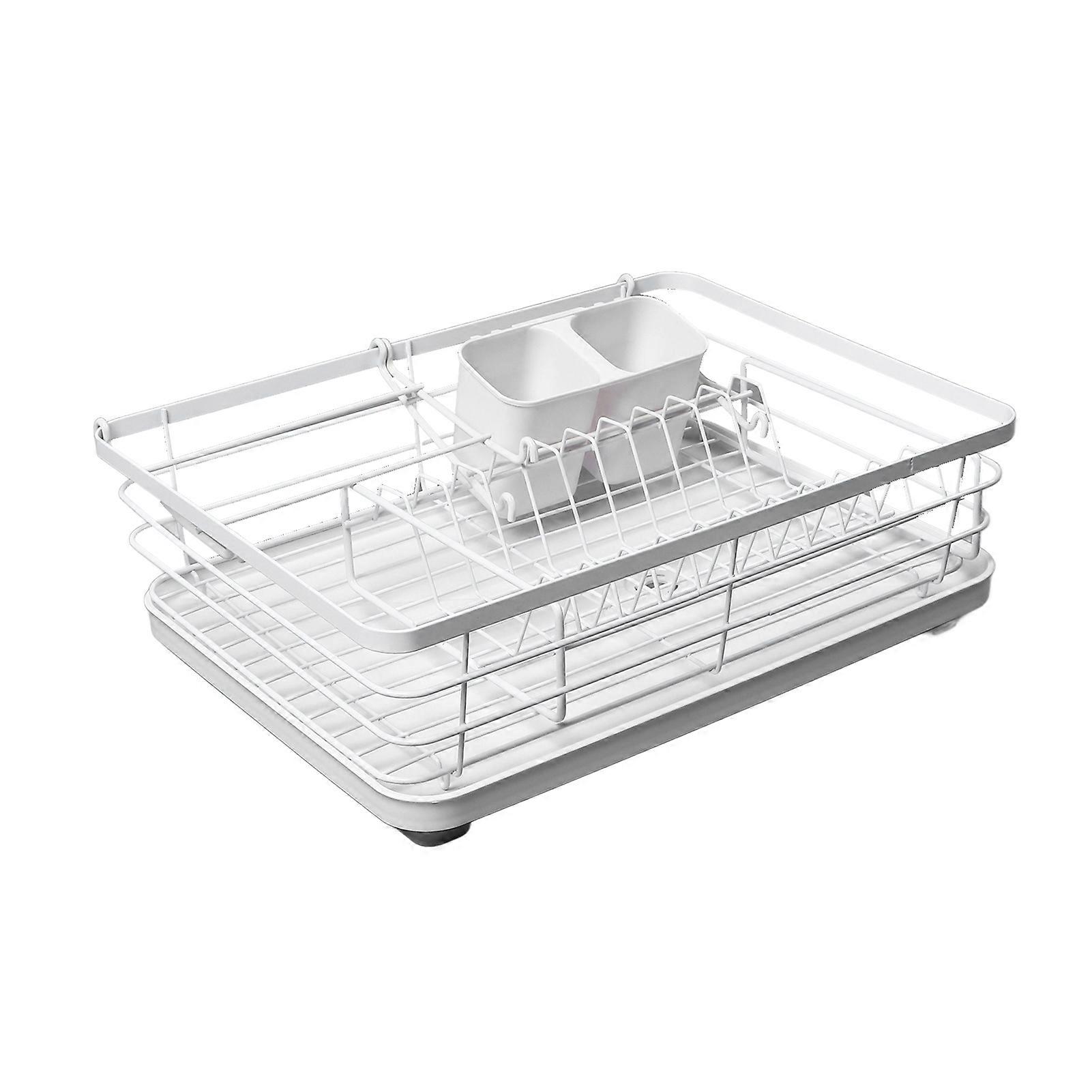 Large Capacity Dish Drying Rack Organizer Shelf with 360 Rotatable Spout for Kitchen Counter