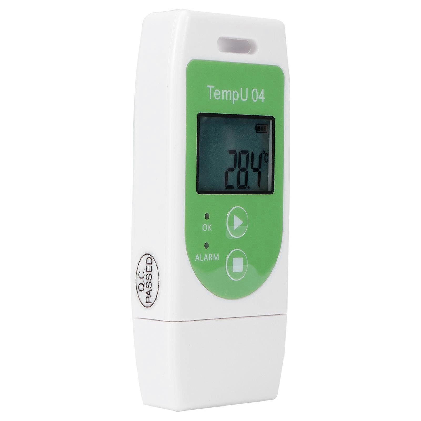 USB Temperature Data Logger for Refrigerator Cars - 32000 Storage PDF CSV -30C to 60C White Green