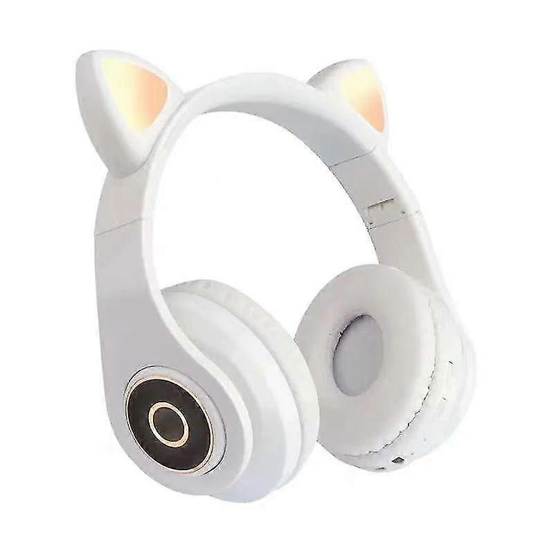 Kabellose Kopfhörer-Katze Ohr Bluetooth Kopfhörer RGB Blinklichter Faltbare Headset-Weiß
