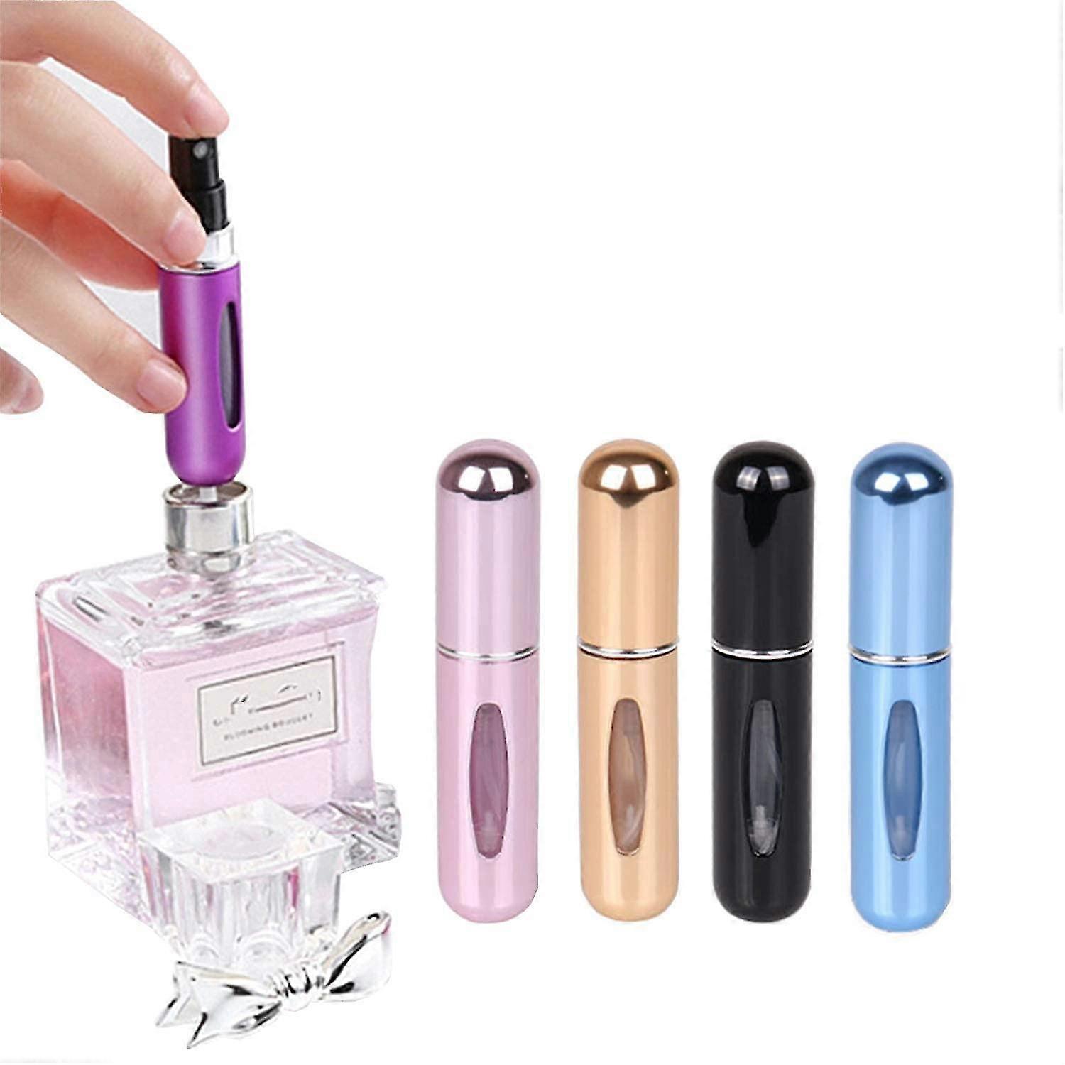 Mini Refillable Perfume Portable Atomizer Bottle Refillable Perfume Spray, Refill Pump Case For Traveling And Outgoing (5ml, 4 Pack)