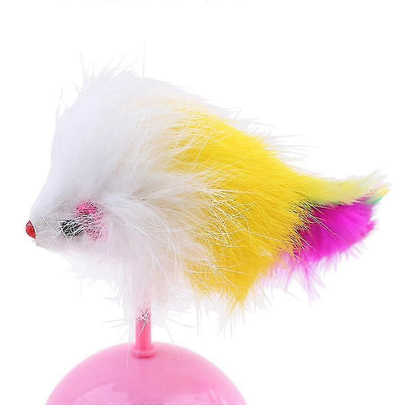 1Pc Feather Mouse Cat Toy Tumbler Cat Toys Ball Kitten Mouse Toys Interactive Colorful Feather Pet Toys For Cats Diameter 5Cm