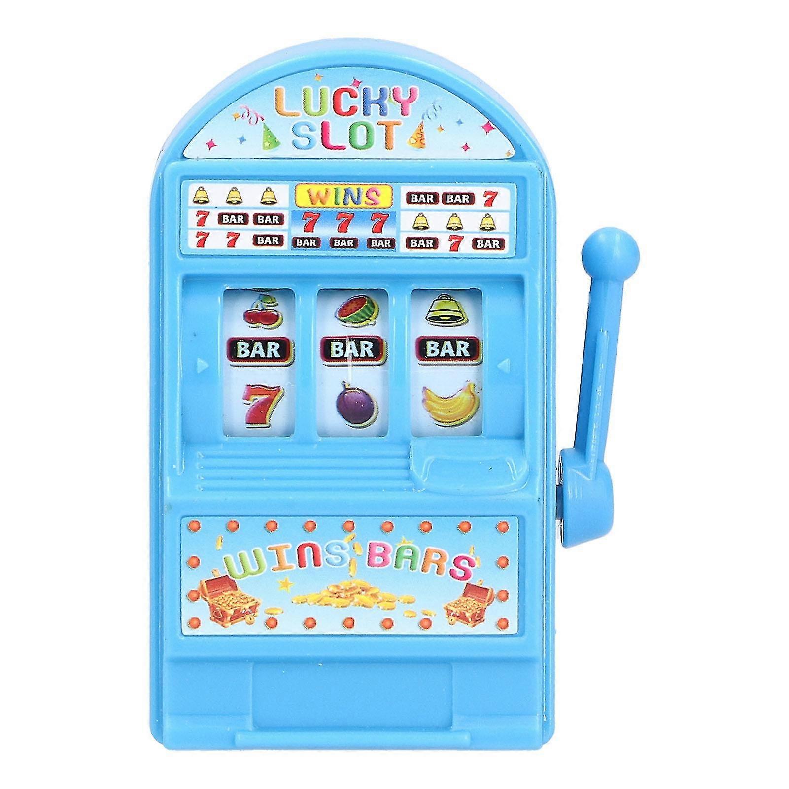 Mini Slot Machine Toy - Lightweight Lucky Slot Machine Bank with Spinning Reel for Creative Festival Gift (Blue)