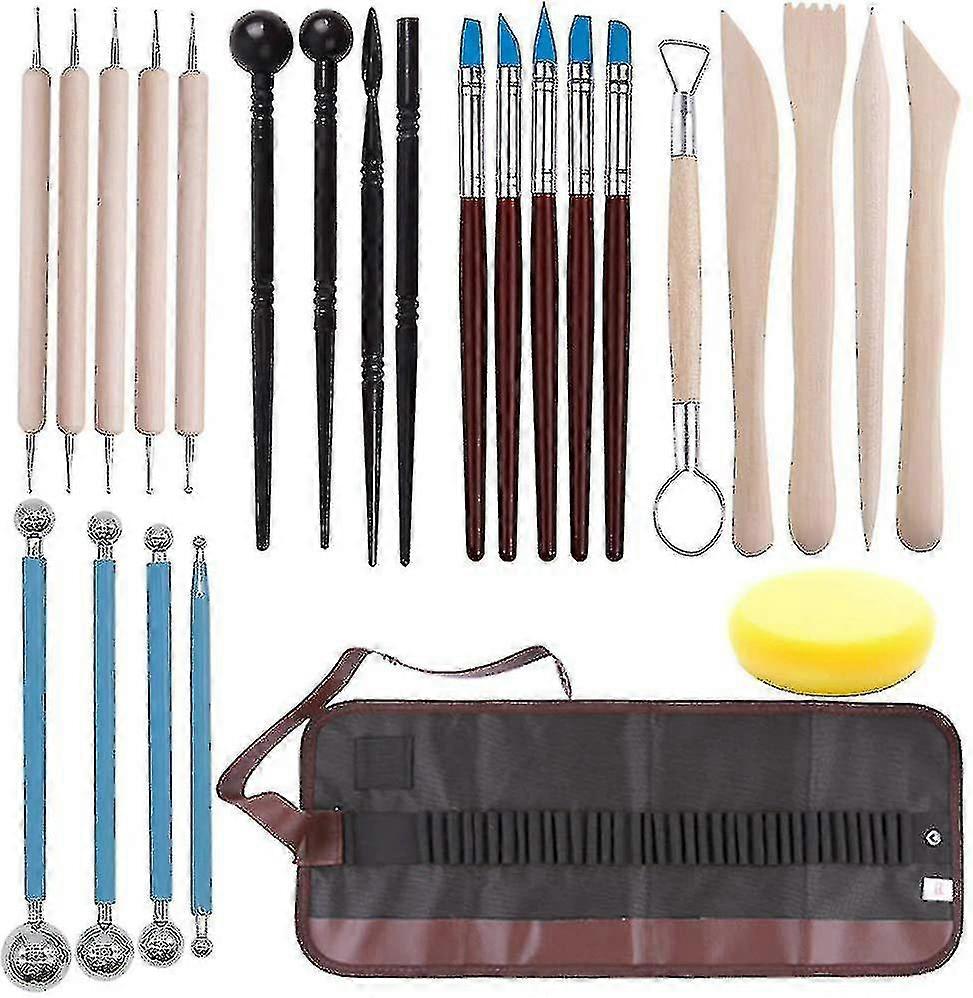 25pcs Polymer Clay Tools Modeling Clay Sculpting Tools Kits For Pottery Sculpture Wooden Dotting Tools