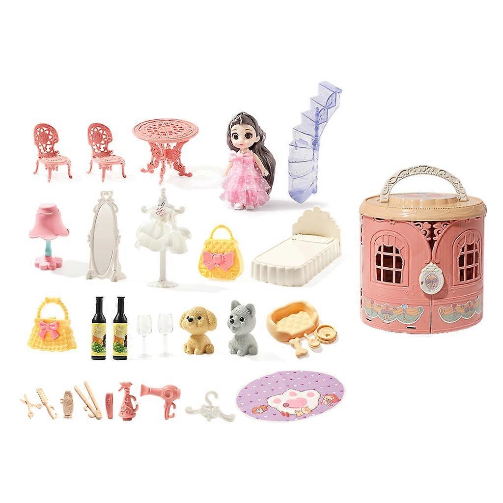 人形ハンドバッグハウスおもちゃキッズふりおもちゃガールズギフトのための城別荘セット