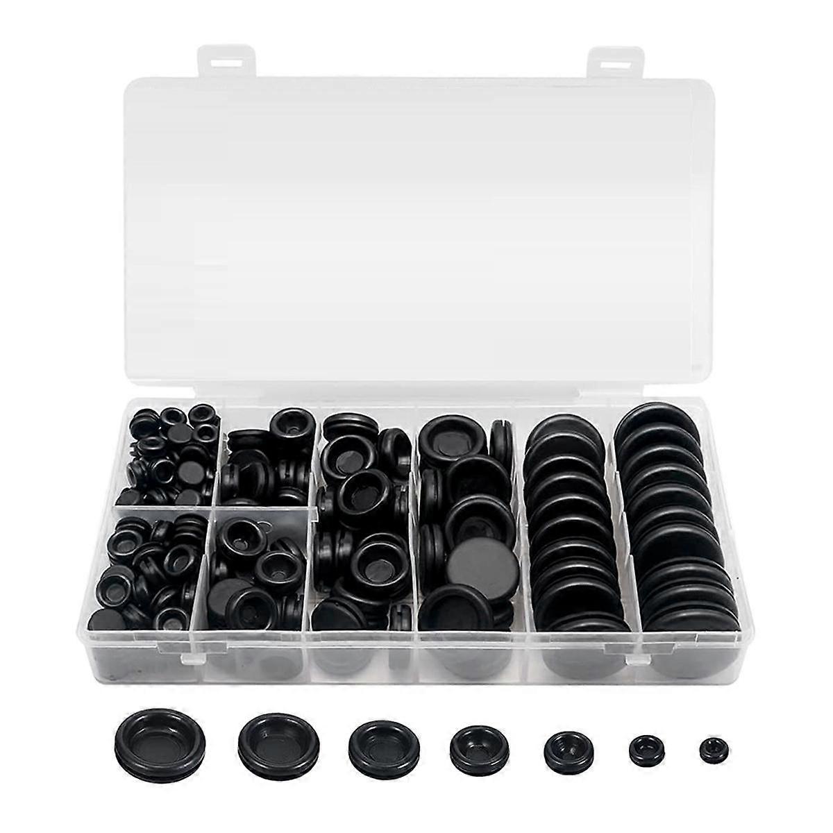 188 Pieces Closed Rubber Grommet Firewall Solid Closed Hole Plug Assortment Kit for Wire Electrical