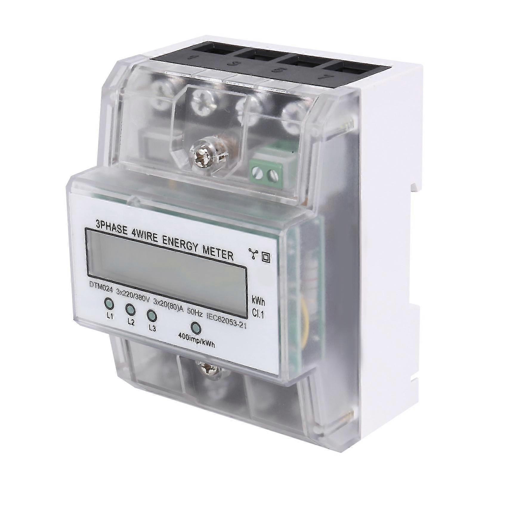 3 Phase 4 Wire Meter / 20-80a Consumpt Kwh Meter Rail Inat Digital