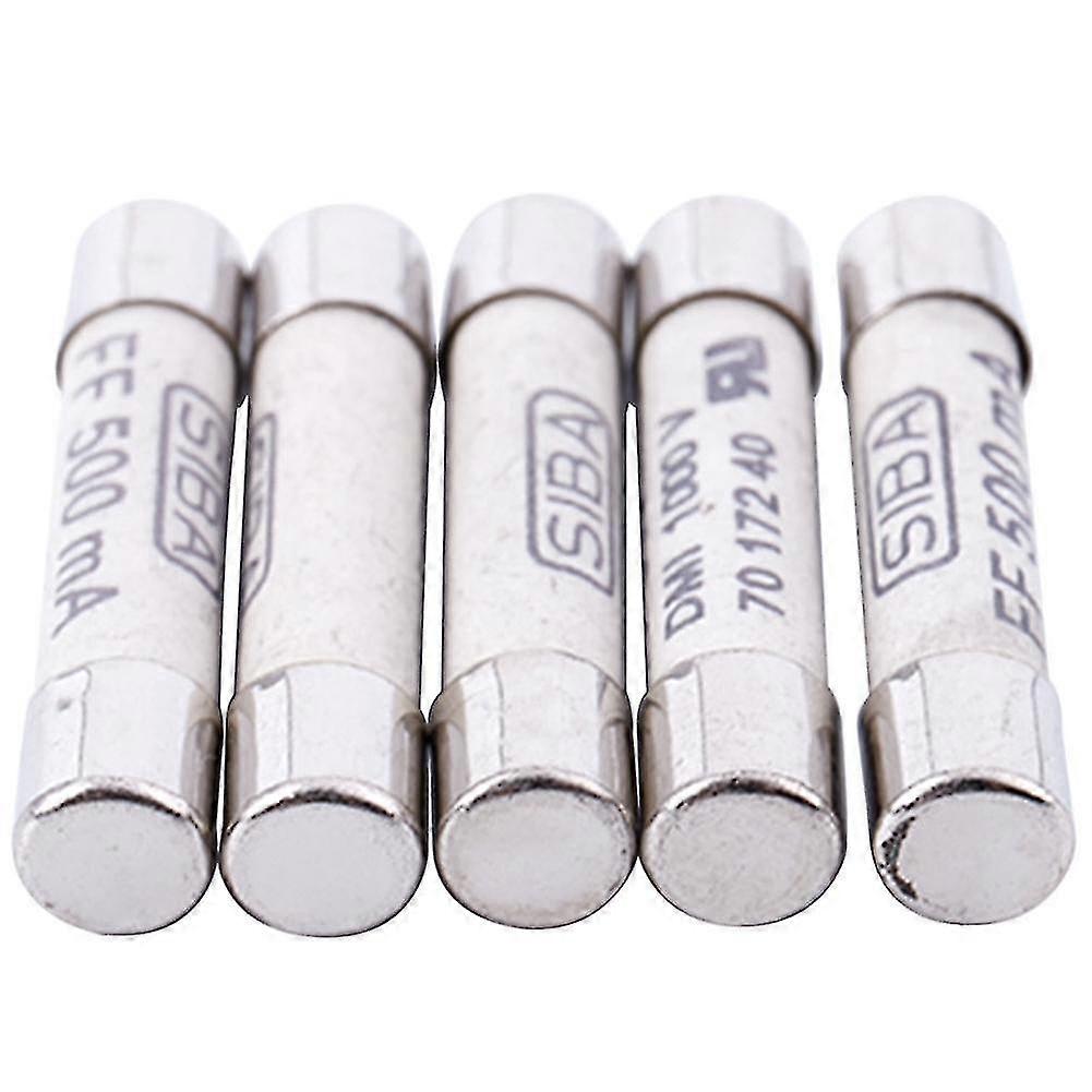 10 Pcs Silver+white Ceramics 1000v 500ma 6.3 X 32mm White Ceramic Fuse For Multimeter 3 X 0.5 X 0.5